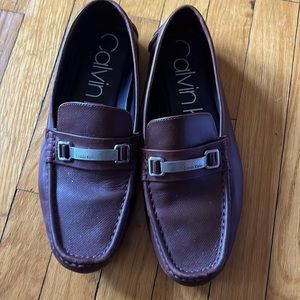 Calvin Klein Mens Loafer Size 10 Brown Upper Leather